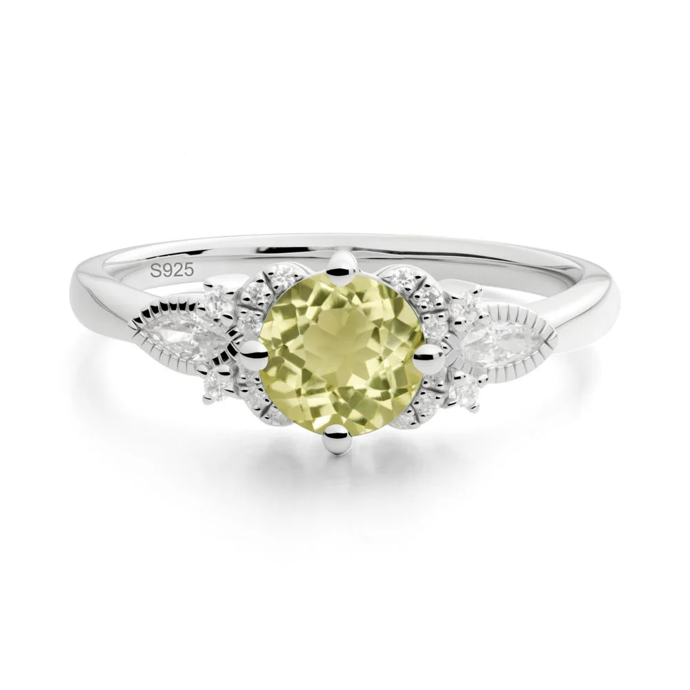 Round Lemon Quartz Floral Statement Ring - Image 6