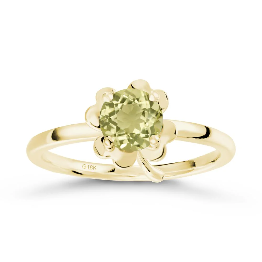 Round Lemon Quartz Four Leaf Clover Ring - Image 6