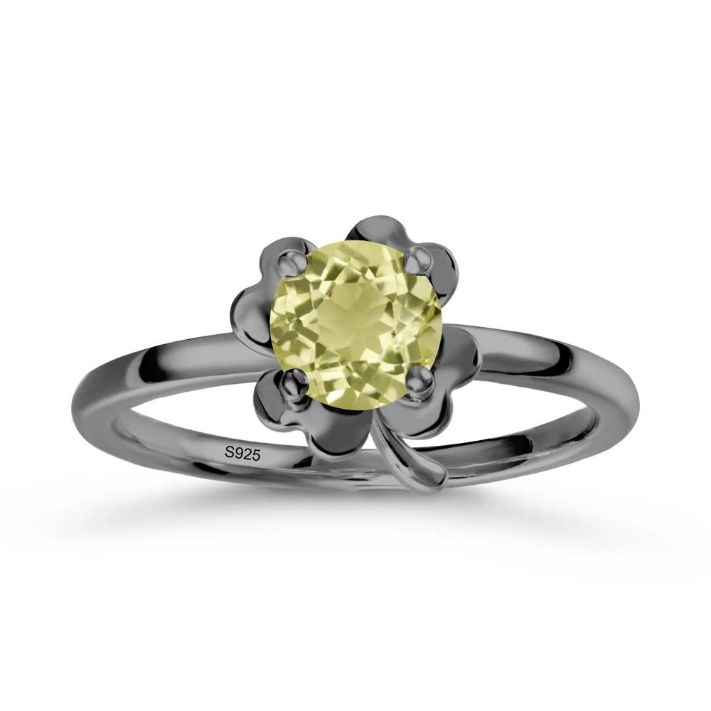 Round Lemon Quartz Four Leaf Clover Ring - Image 7
