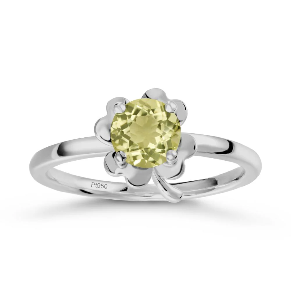 Round Lemon Quartz Four Leaf Clover Ring - Image 8