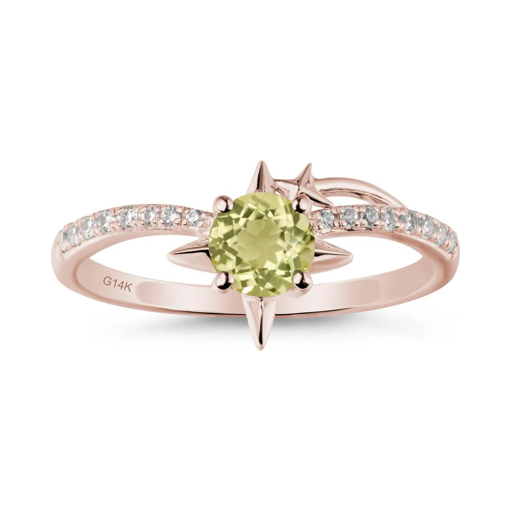 Round Lemon Quartz Four Point Star Ring - Image 2