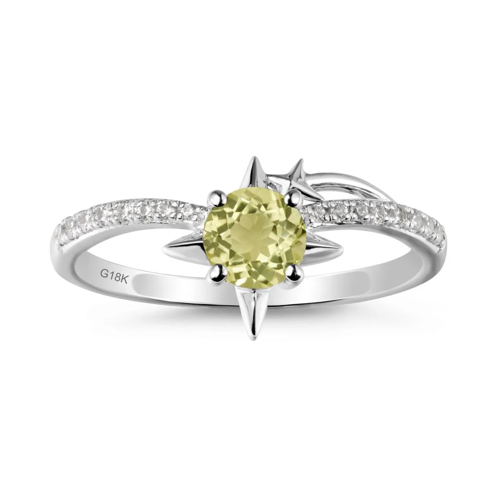 Round Lemon Quartz Four Point Star Ring - Image 6