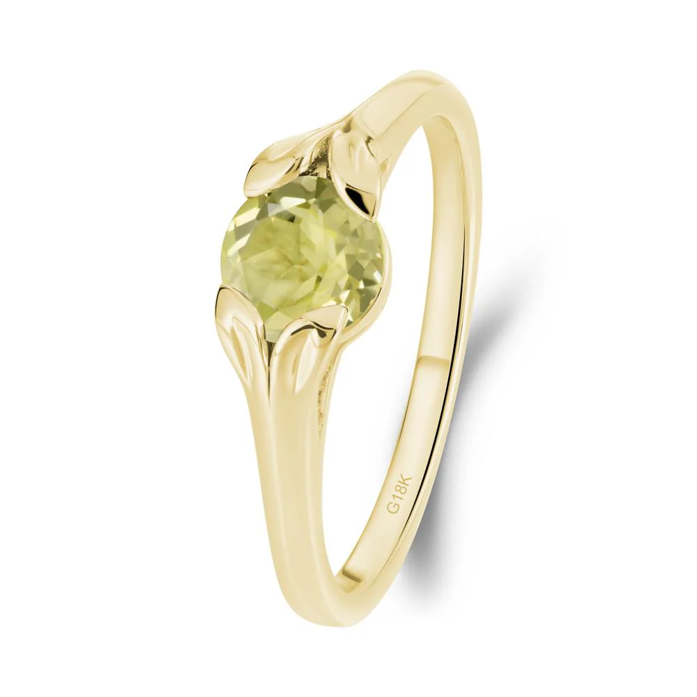 Round Lemon Quartz Leaf Ring - Image 8