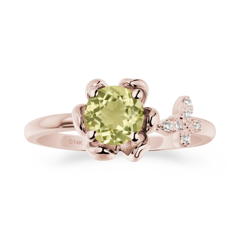 Round Lemon Quartz Petal Promise Ring - Image 2