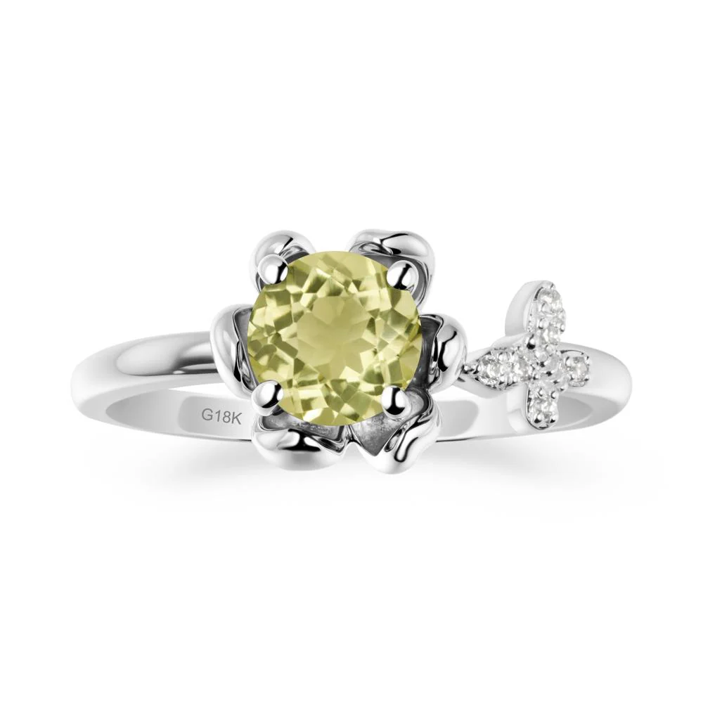 Round Lemon Quartz Petal Promise Ring - Image 6
