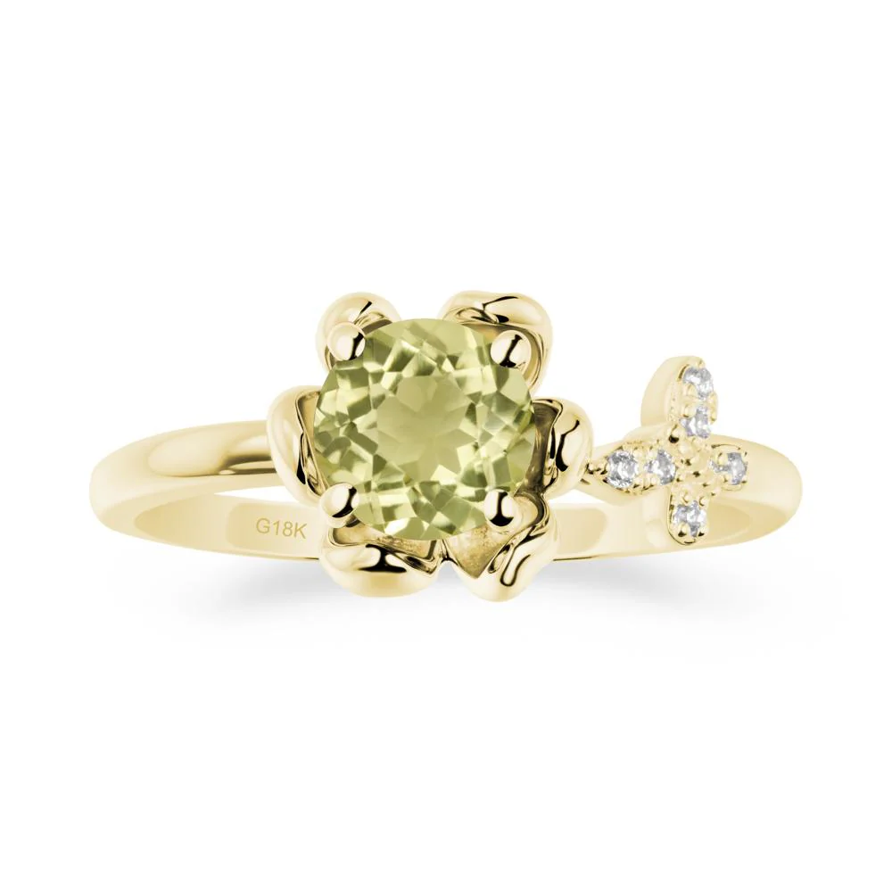 Round Lemon Quartz Petal Promise Ring - Image 7
