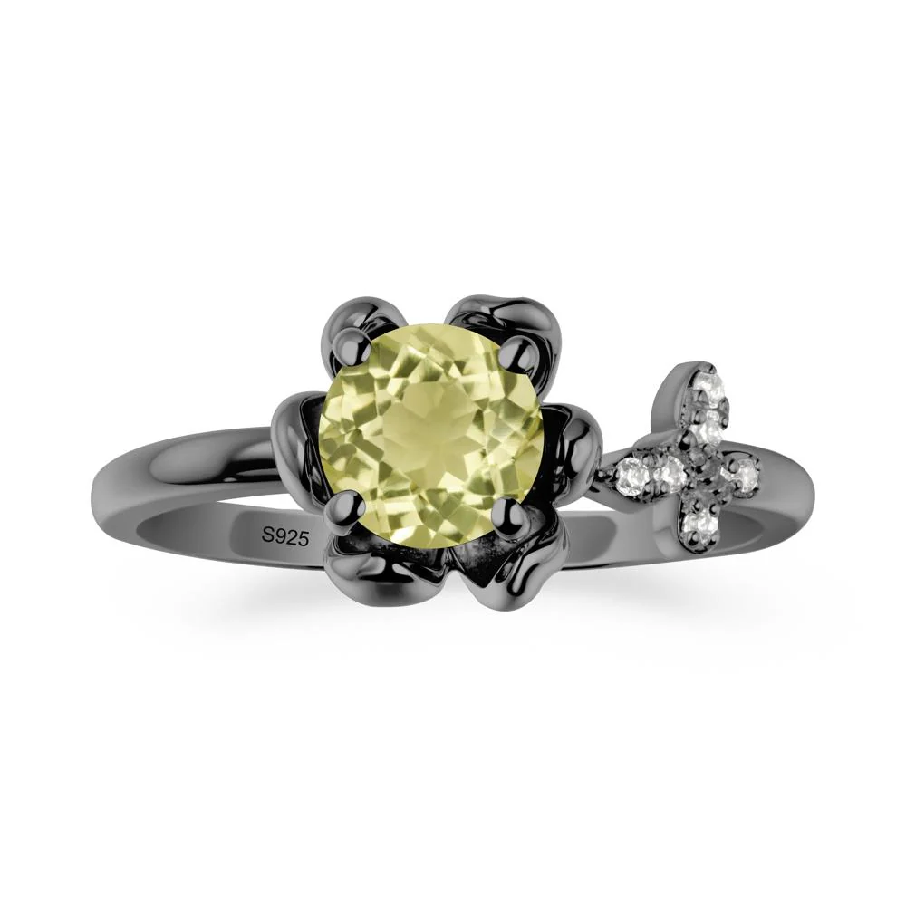 Round Lemon Quartz Petal Promise Ring - Image 8