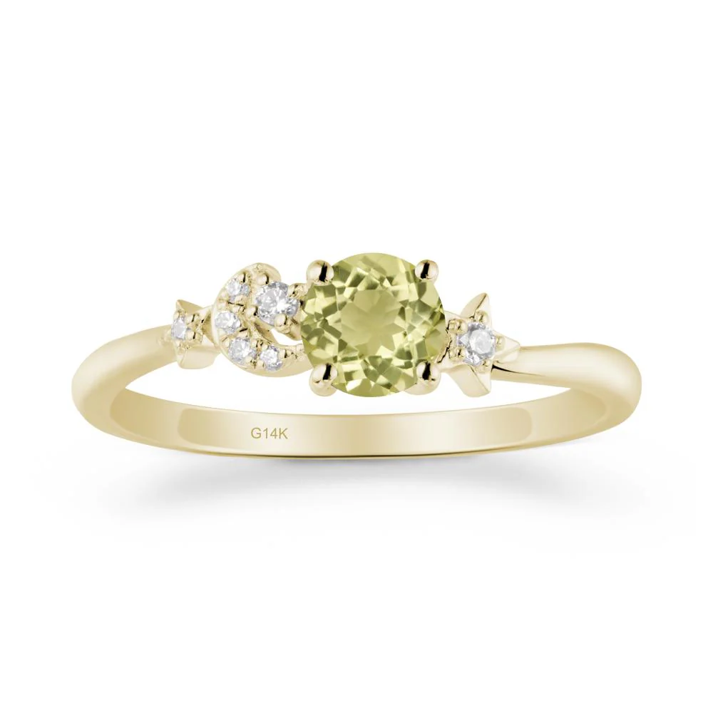 Round Lemon Quartz Ring with Moon and Pentacle - Image 4