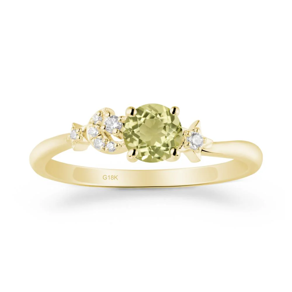 Round Lemon Quartz Ring with Moon and Pentacle - Image 7