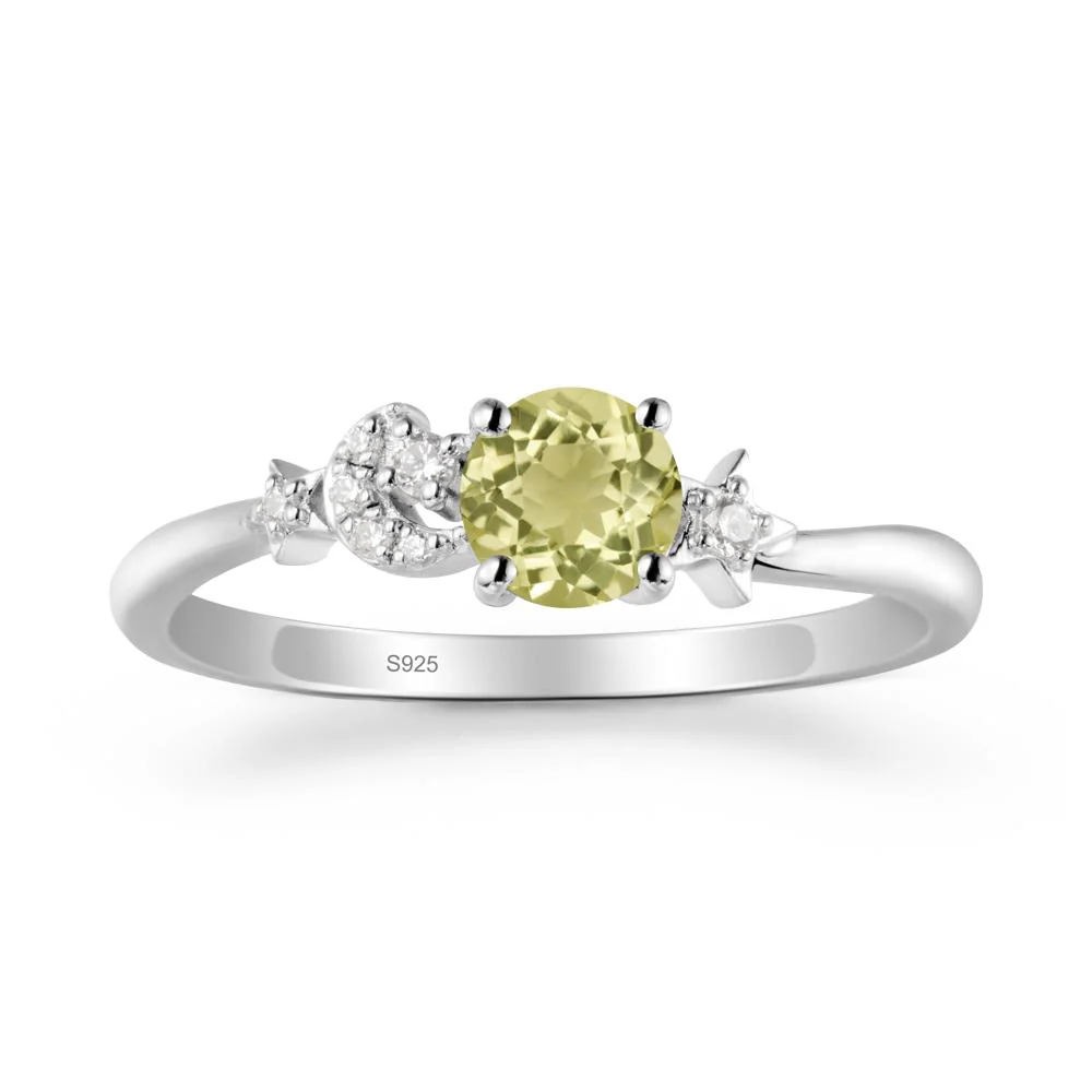 Round Lemon Quartz Ring with Moon and Pentacle - Image 9