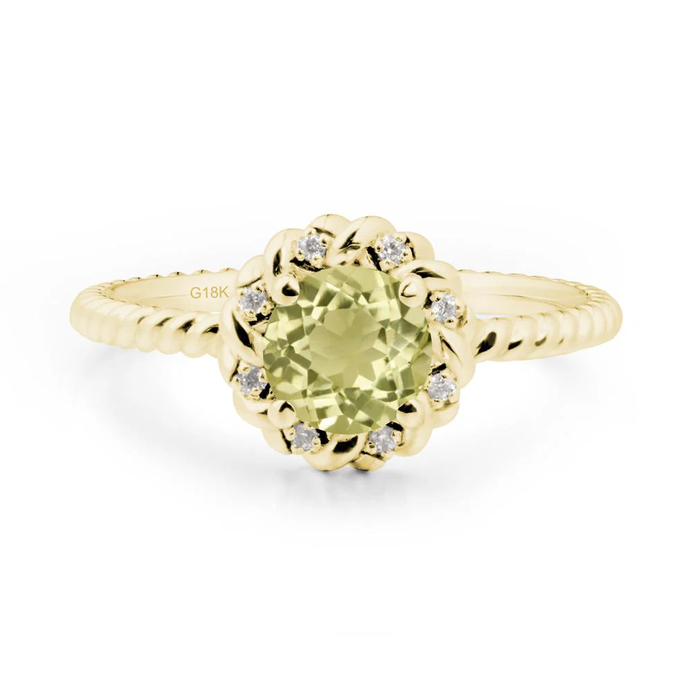 Round Lemon Quartz Twisted Halo Ring - Image 5