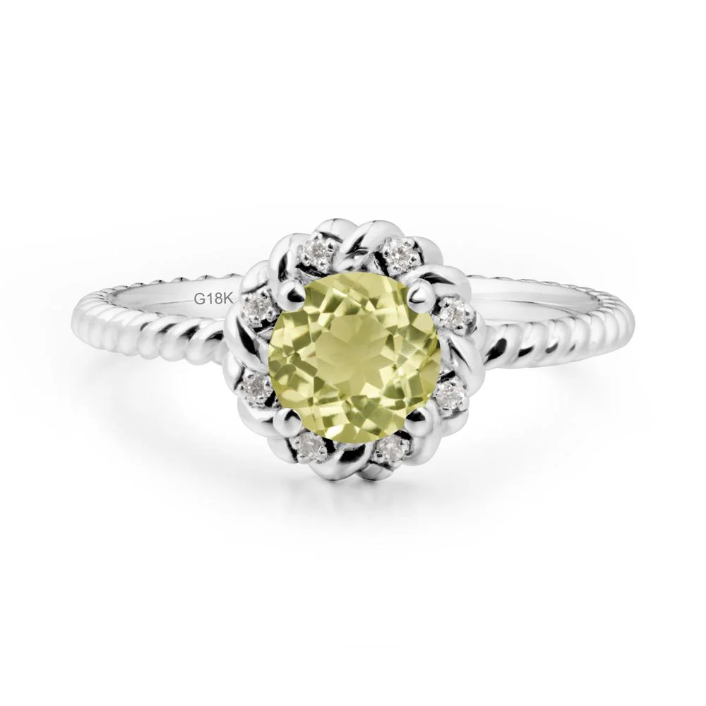 Round Lemon Quartz Twisted Halo Ring - Image 8