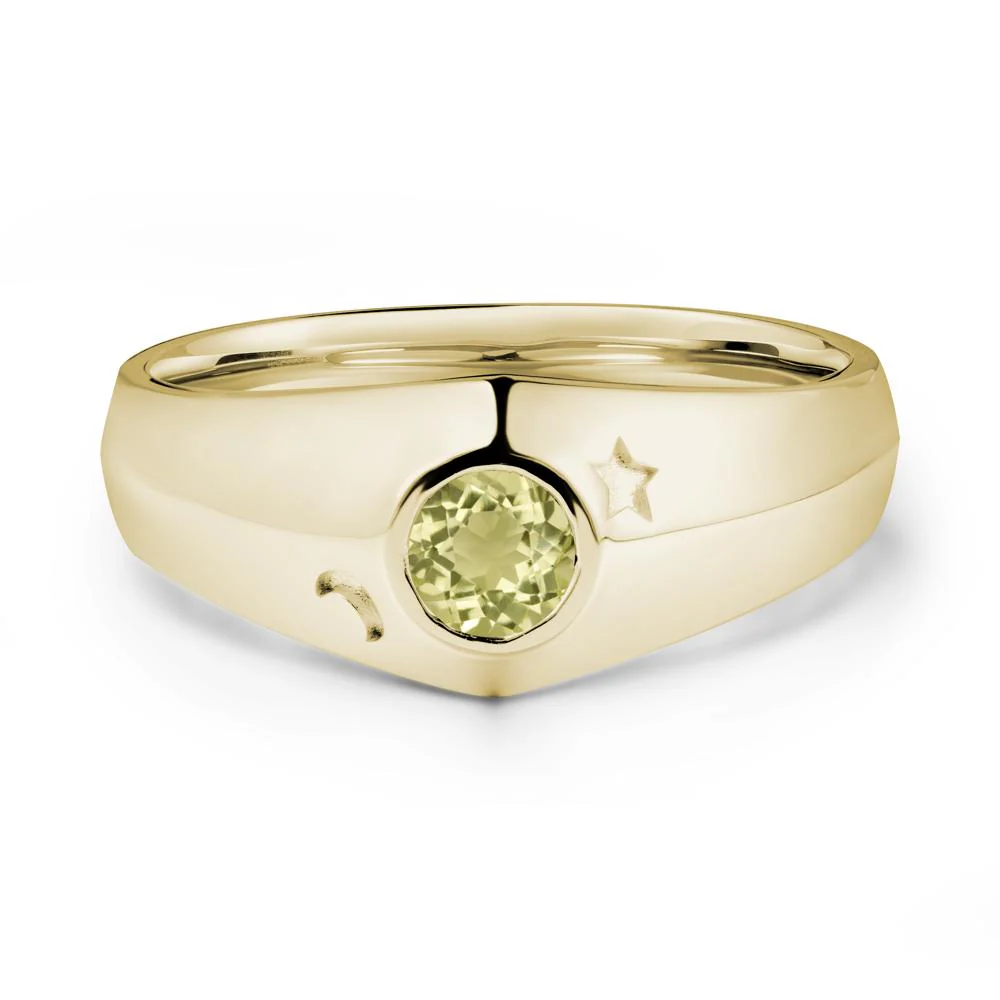 Round Lemon Quartz Wide Band Ring - Image 3