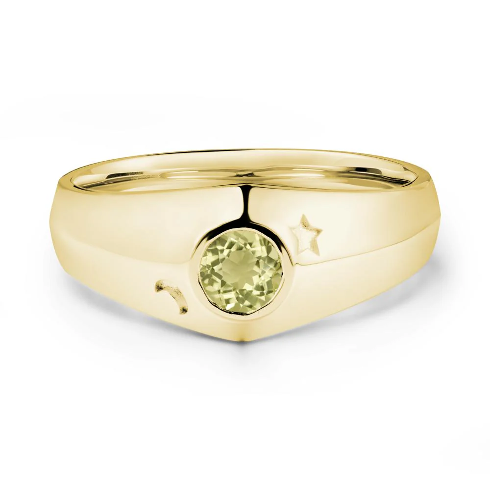 Round Lemon Quartz Wide Band Ring - Image 6