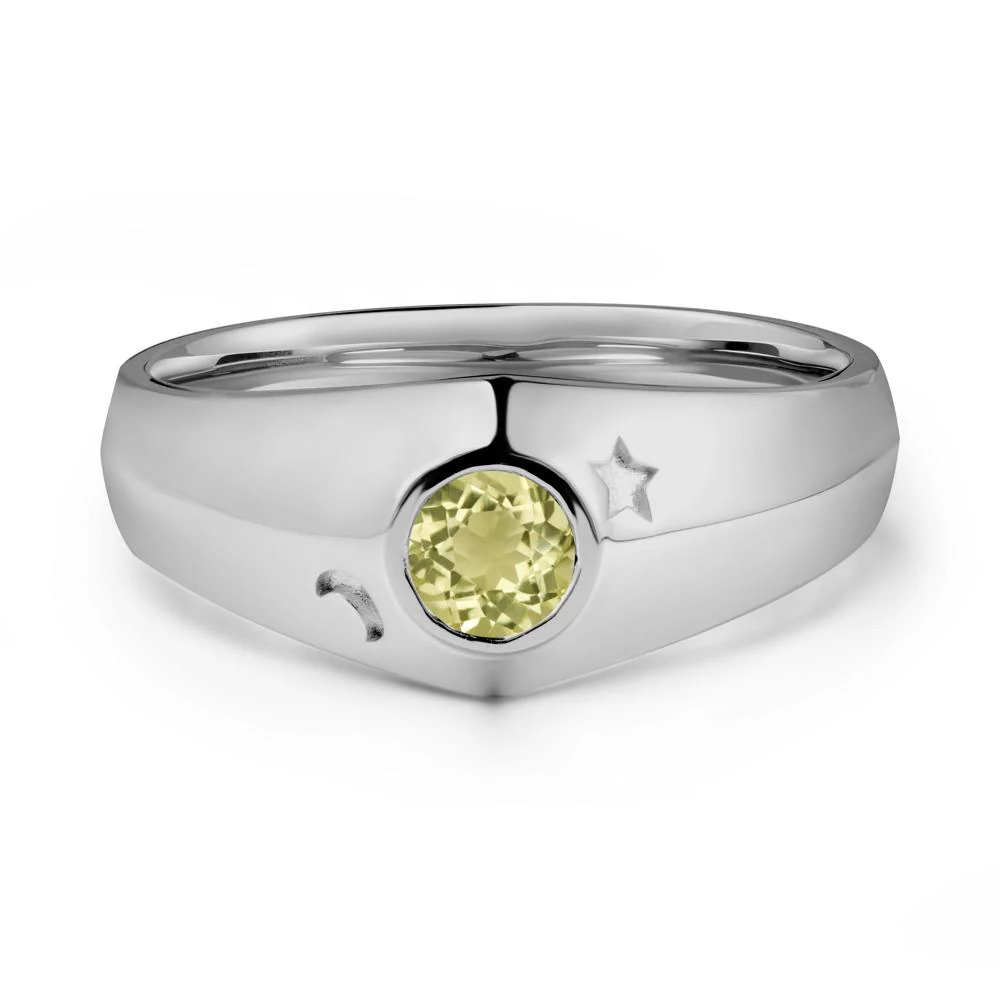Round Lemon Quartz Wide Band Ring - Image 8