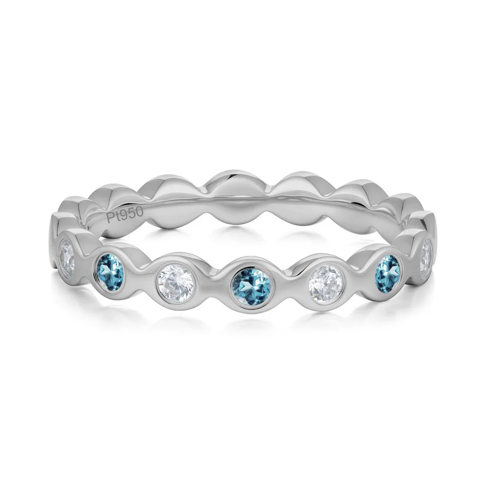 Round London Blue Topaz and Cubic Zirconia Eternity Ring