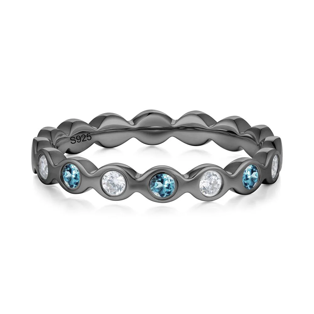 Round London Blue Topaz and Cubic Zirconia Eternity Ring - Image 2