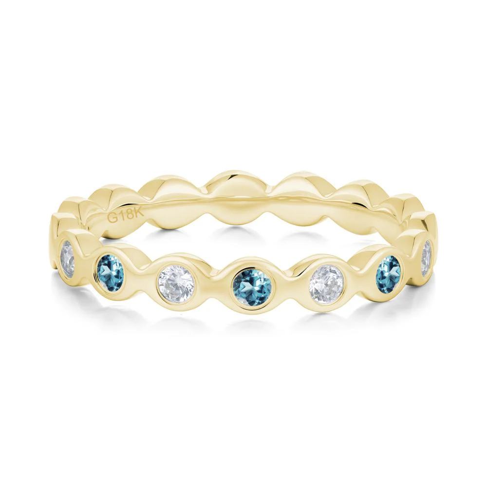 Round London Blue Topaz and Cubic Zirconia Eternity Ring - Image 4