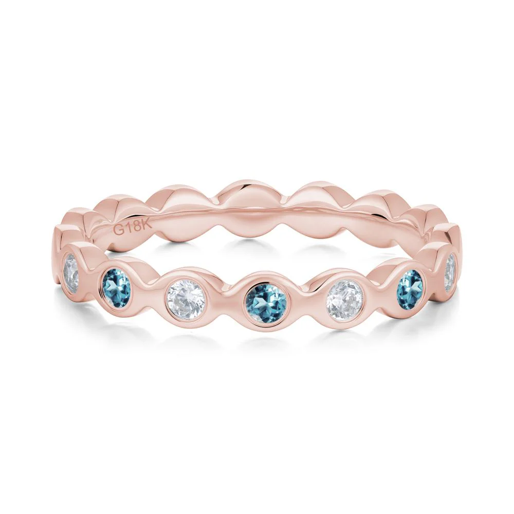 Round London Blue Topaz and Cubic Zirconia Eternity Ring - Image 5
