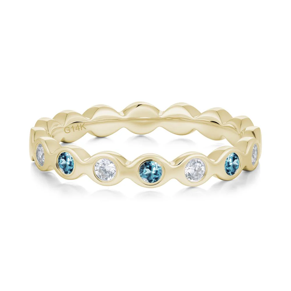 Round London Blue Topaz and Cubic Zirconia Eternity Ring - Image 7