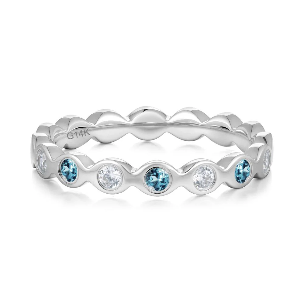 Round London Blue Topaz and Cubic Zirconia Eternity Ring - Image 8