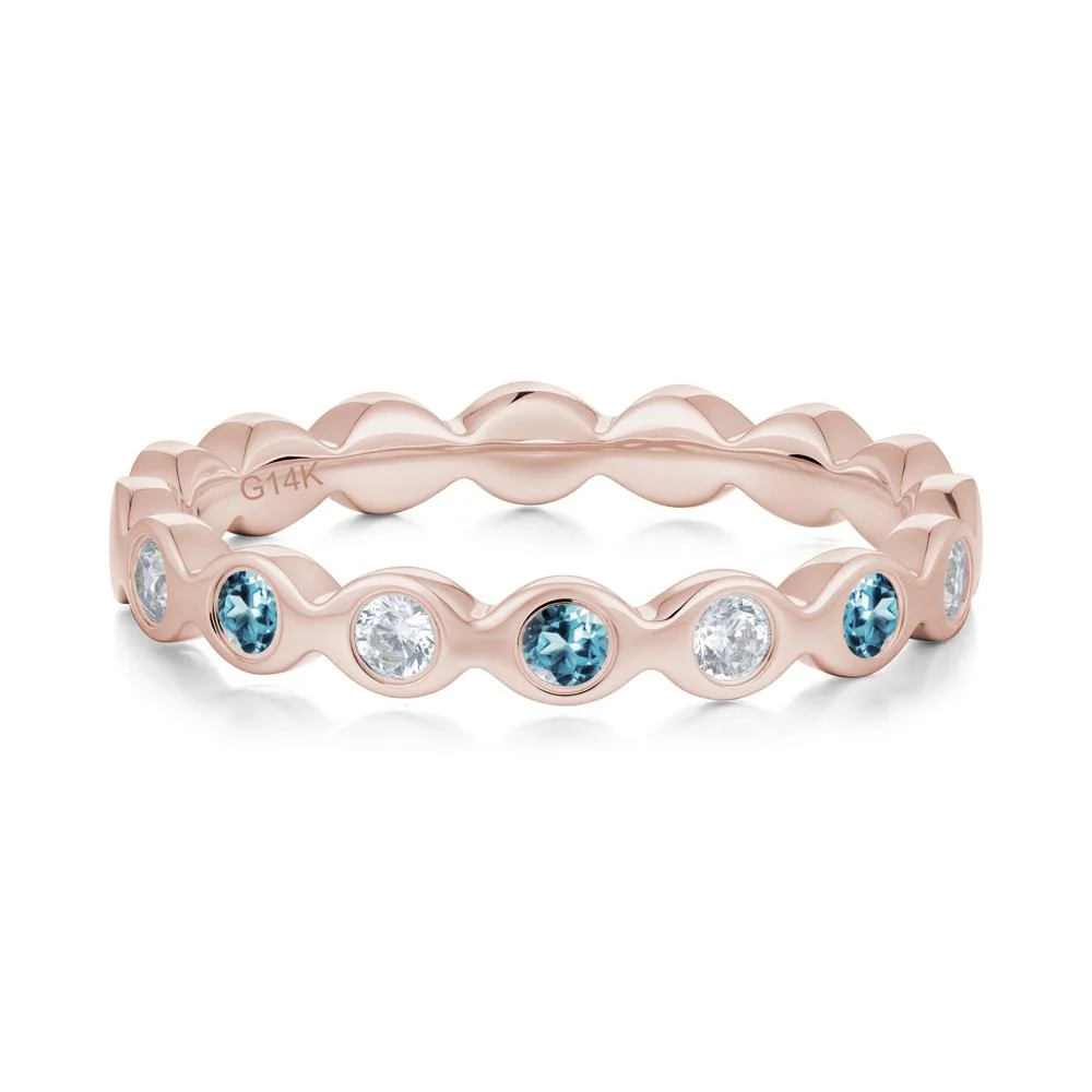 Round London Blue Topaz and Cubic Zirconia Eternity Ring - Image 9