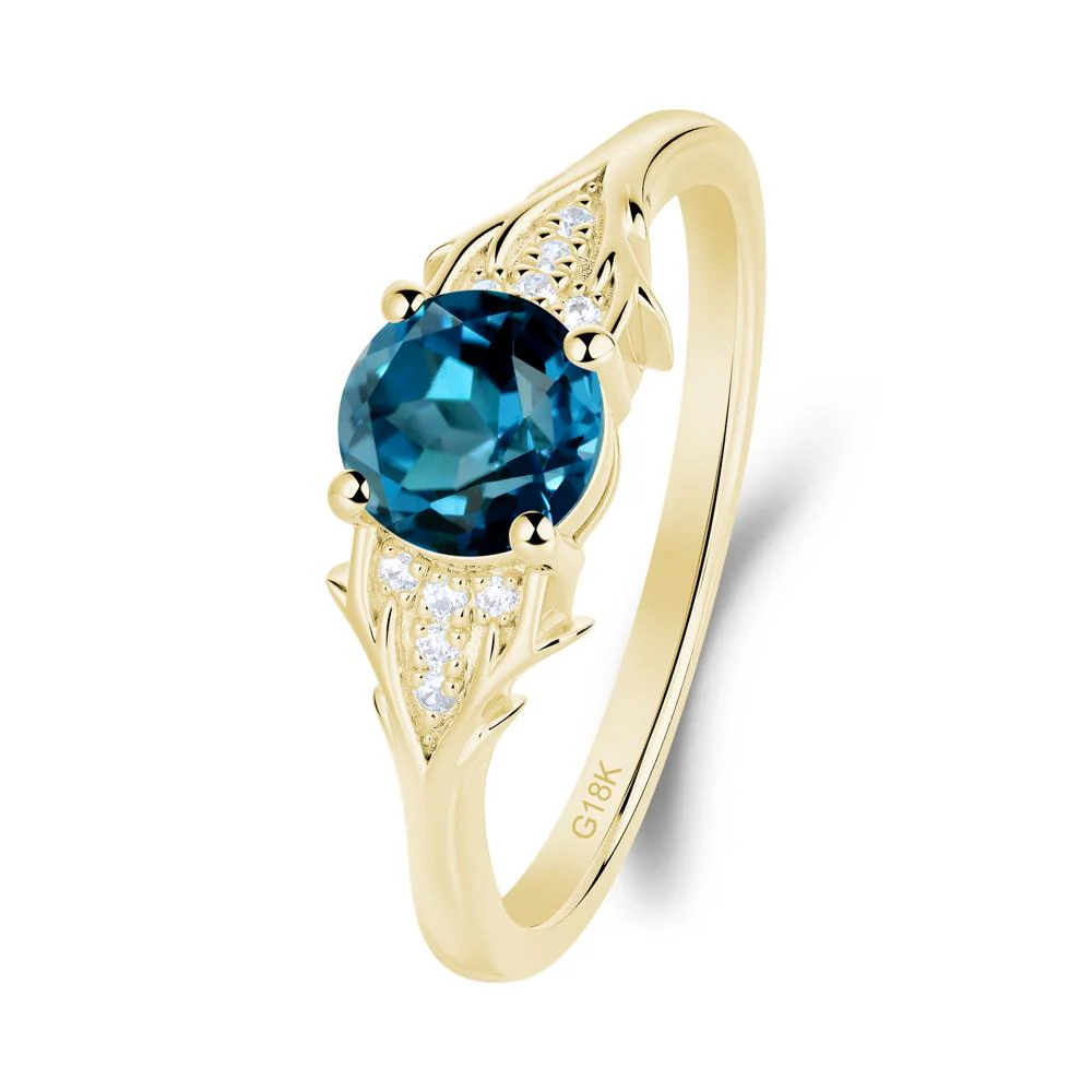 Round London Blue Topaz Branch Engagement Ring - Image 5