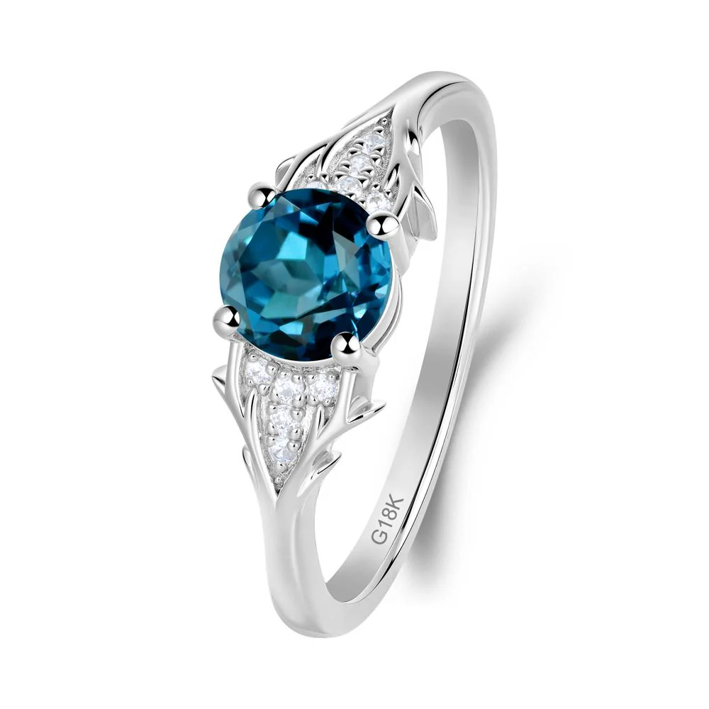 Round London Blue Topaz Branch Engagement Ring - Image 8