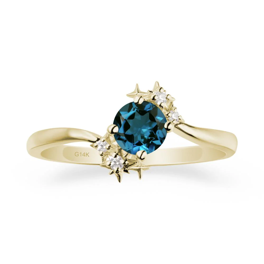 Round London Blue Topaz Bypass Ring - Image 3