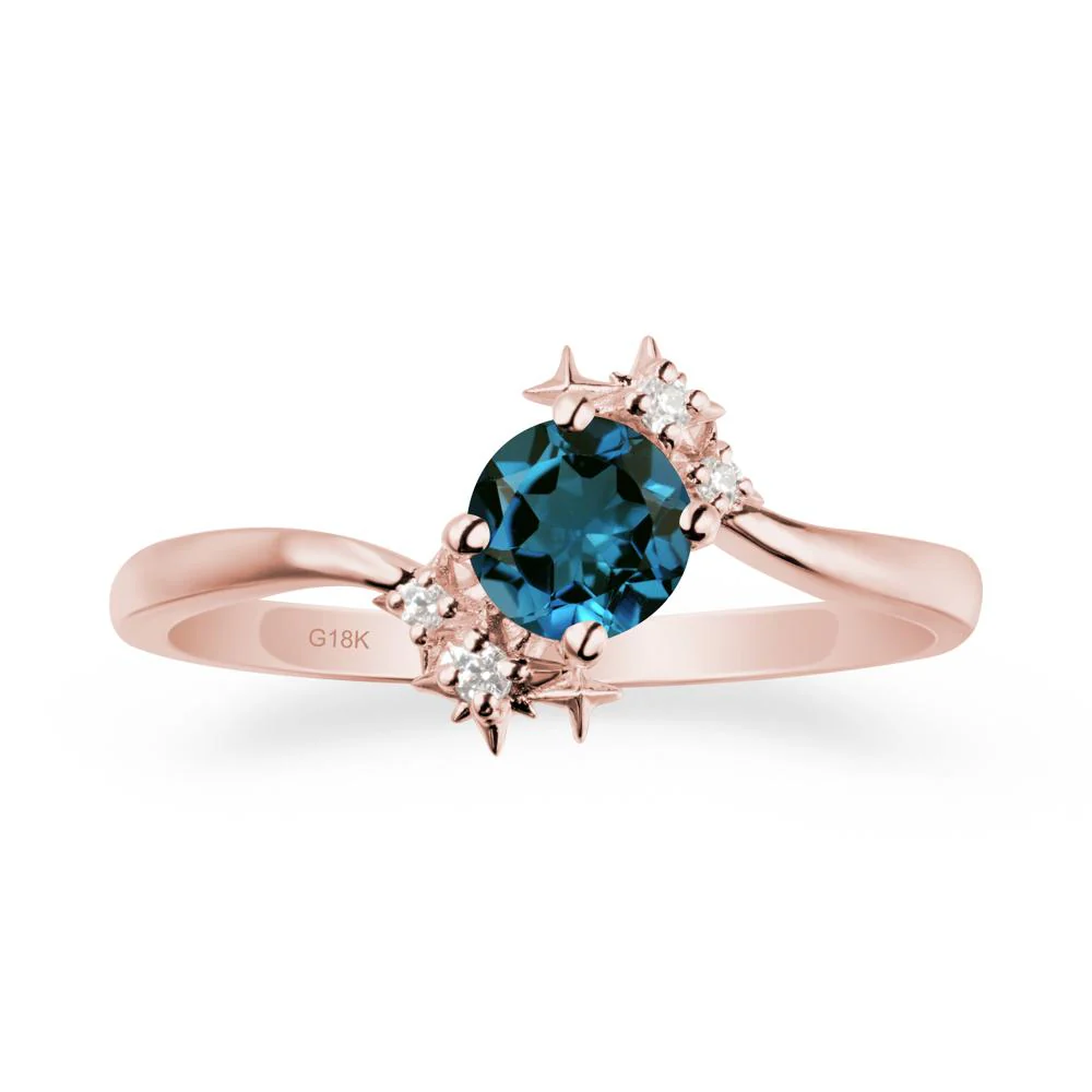 Round London Blue Topaz Bypass Ring - Image 4
