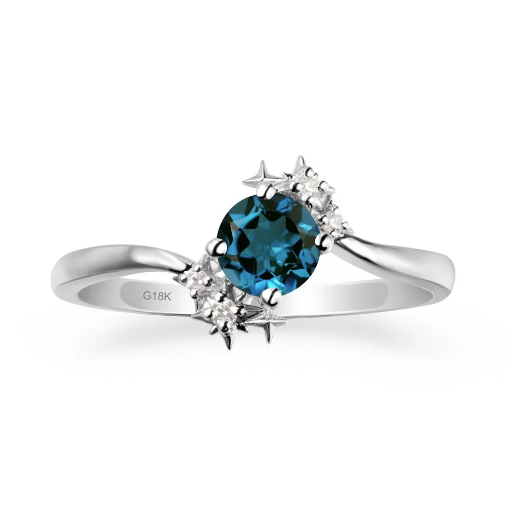 Round London Blue Topaz Bypass Ring - Image 5