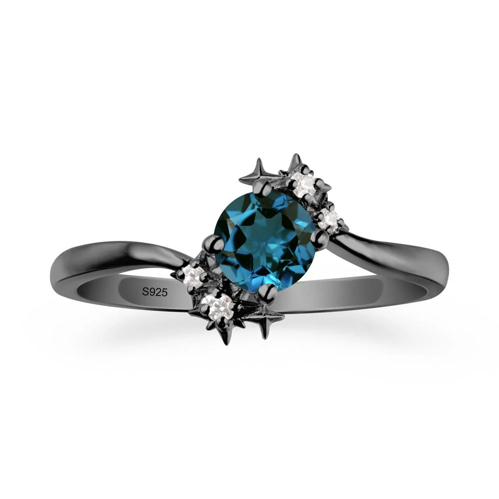 Round London Blue Topaz Bypass Ring - Image 7