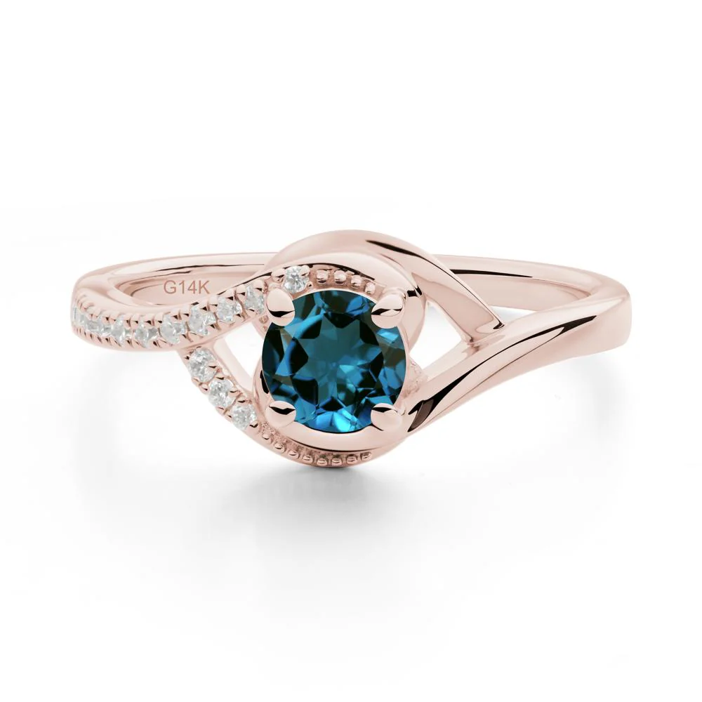 Round London Blue Topaz Bypass Statement Ring