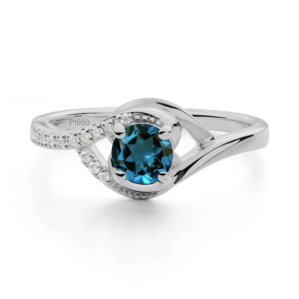 Round London Blue Topaz Bypass Statement Ring - Image 2