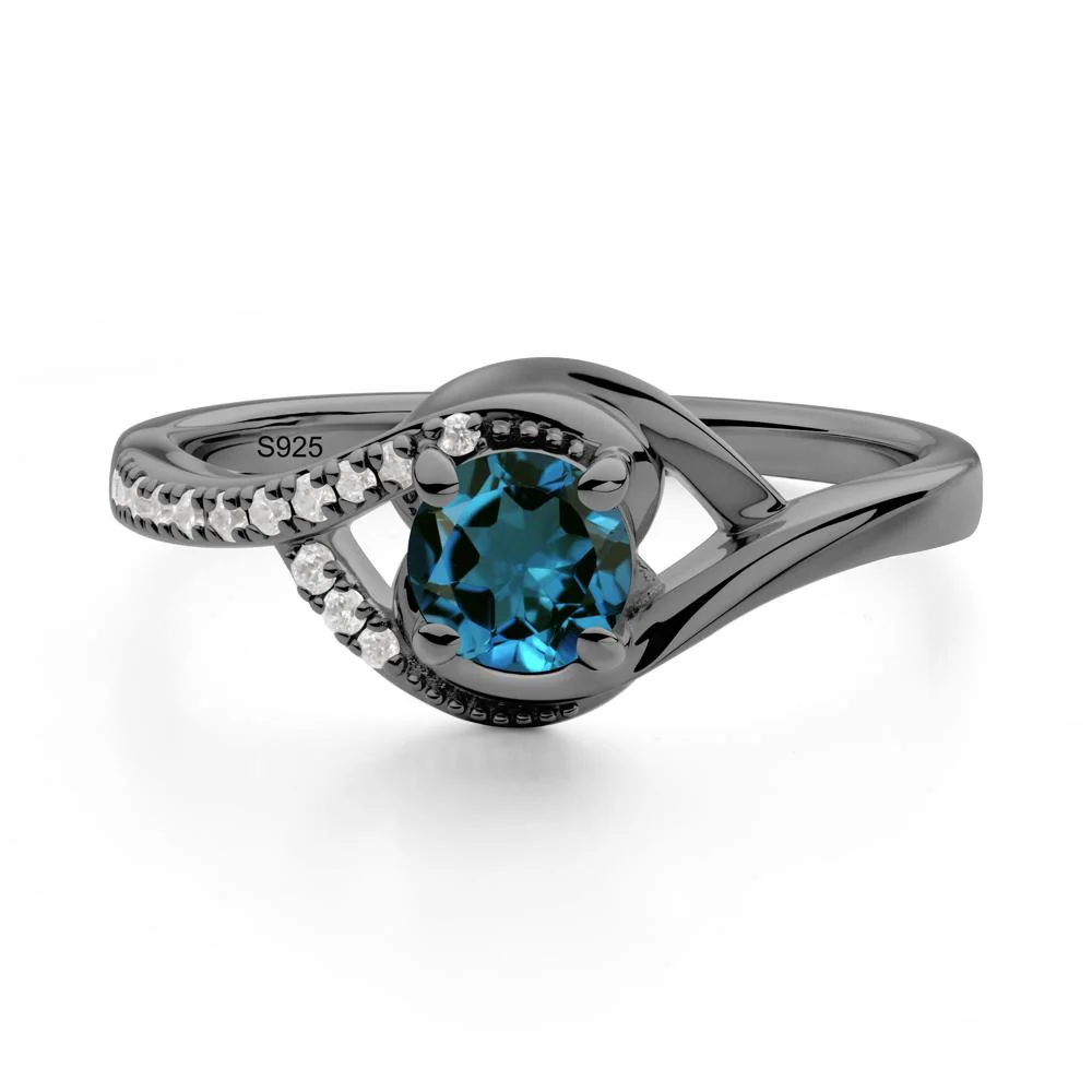 Round London Blue Topaz Bypass Statement Ring - Image 5
