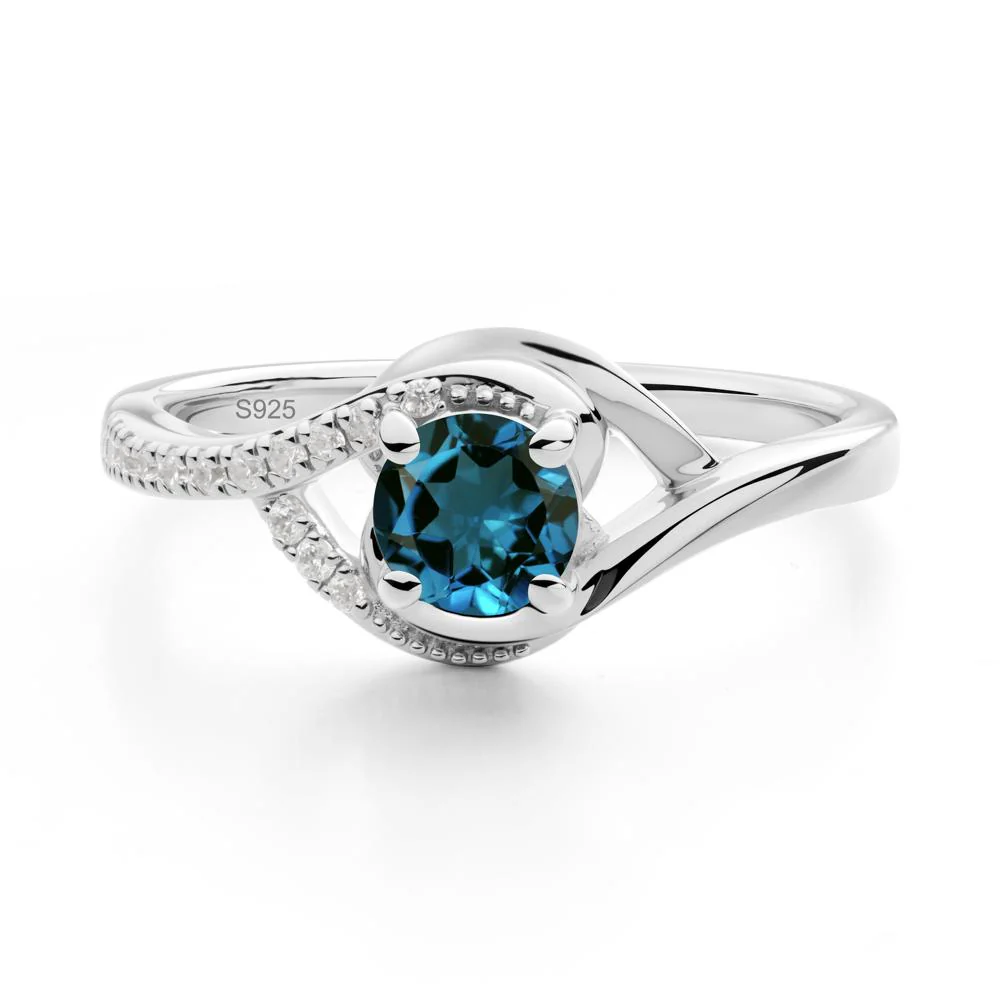 Round London Blue Topaz Bypass Statement Ring - Image 7