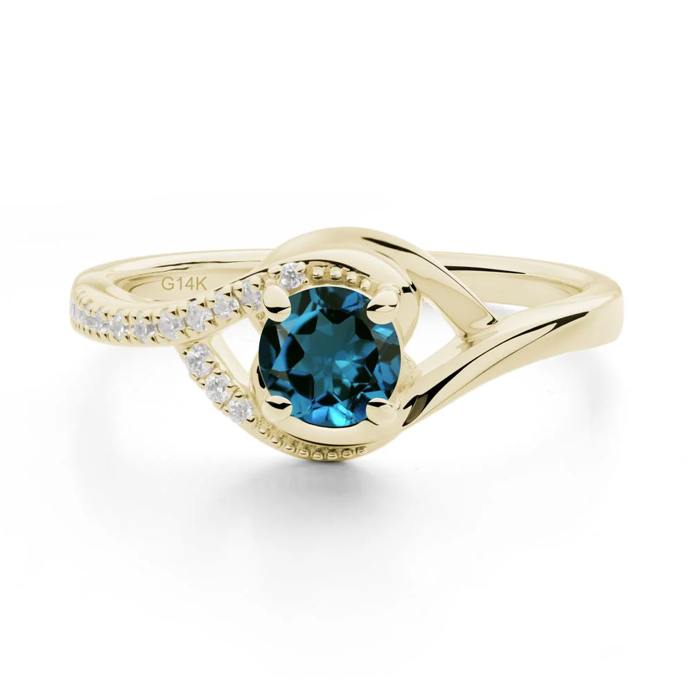 Round London Blue Topaz Bypass Statement Ring - Image 8