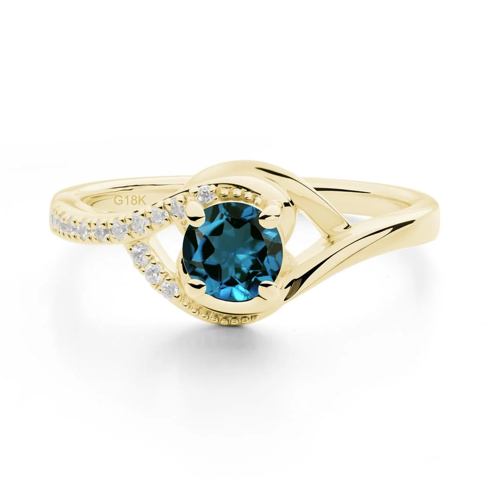 Round London Blue Topaz Bypass Statement Ring - Image 9