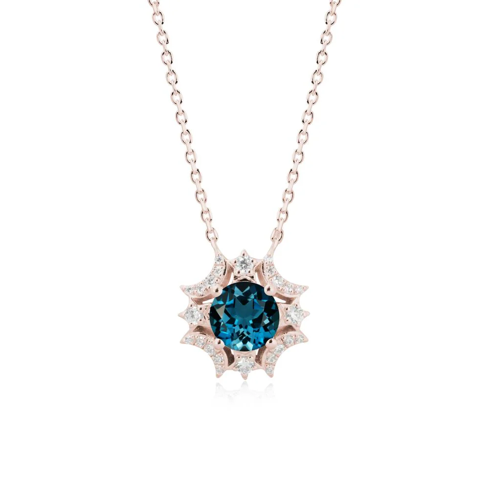 Round London Blue Topaz Celestial Star Pendant Necklace - Image 2