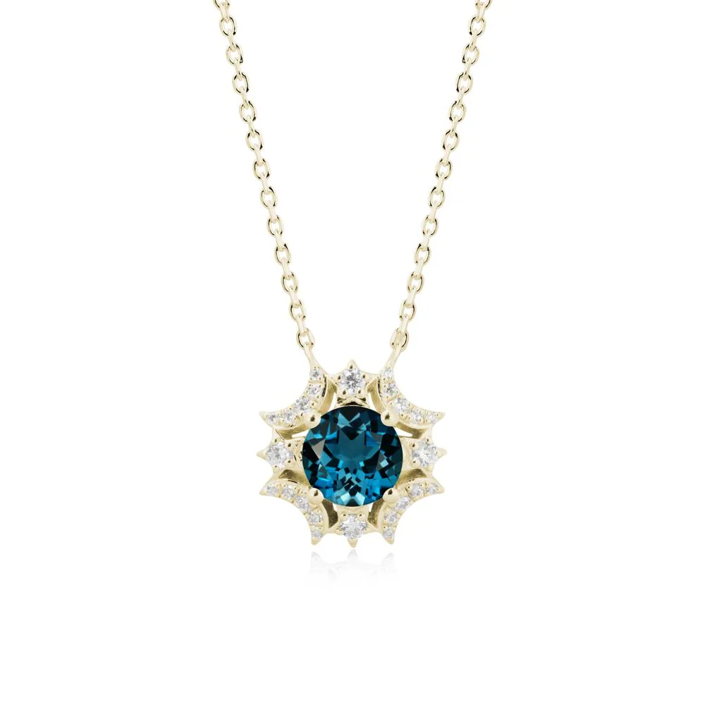 Round London Blue Topaz Celestial Star Pendant Necklace - Image 3
