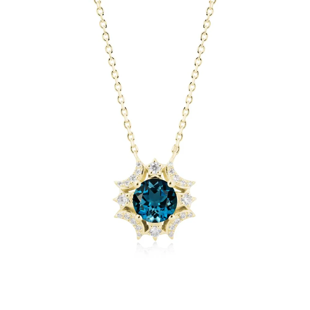 Round London Blue Topaz Celestial Star Pendant Necklace - Image 6
