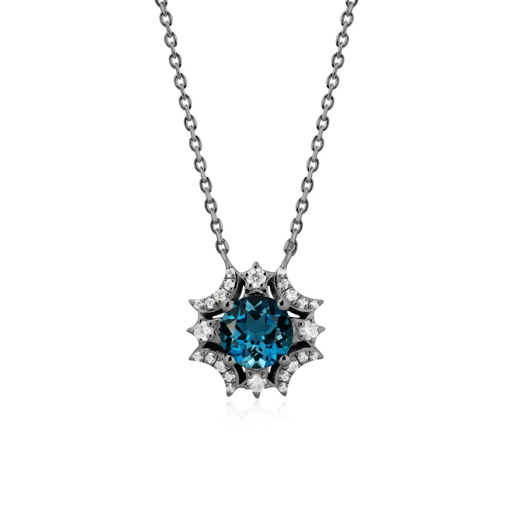 Round London Blue Topaz Celestial Star Pendant Necklace - Image 7