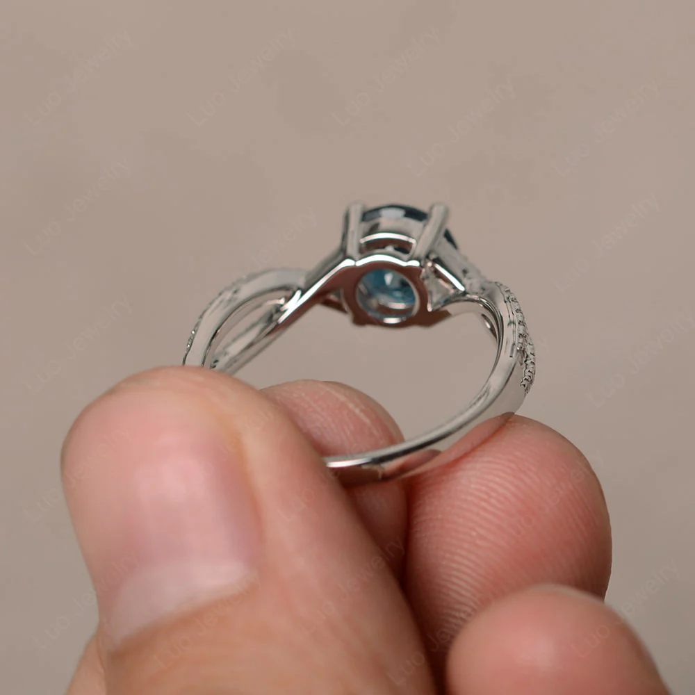 Round London Blue Topaz Twisted Engagement Ring - Image 2