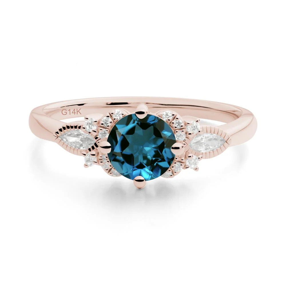 Round London Blue Topaz Floral Statement Ring - Image 5