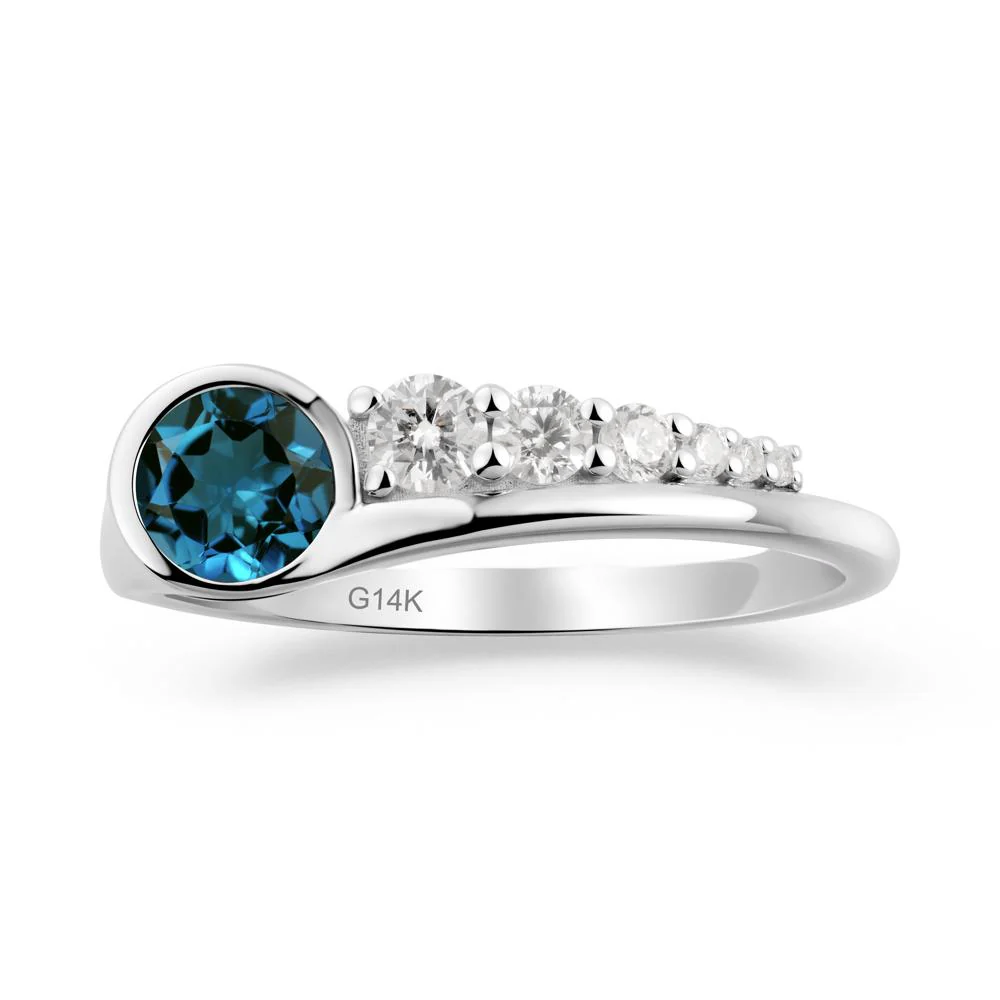 Round London Blue Topaz Graduated Bubble Ring - Image 2