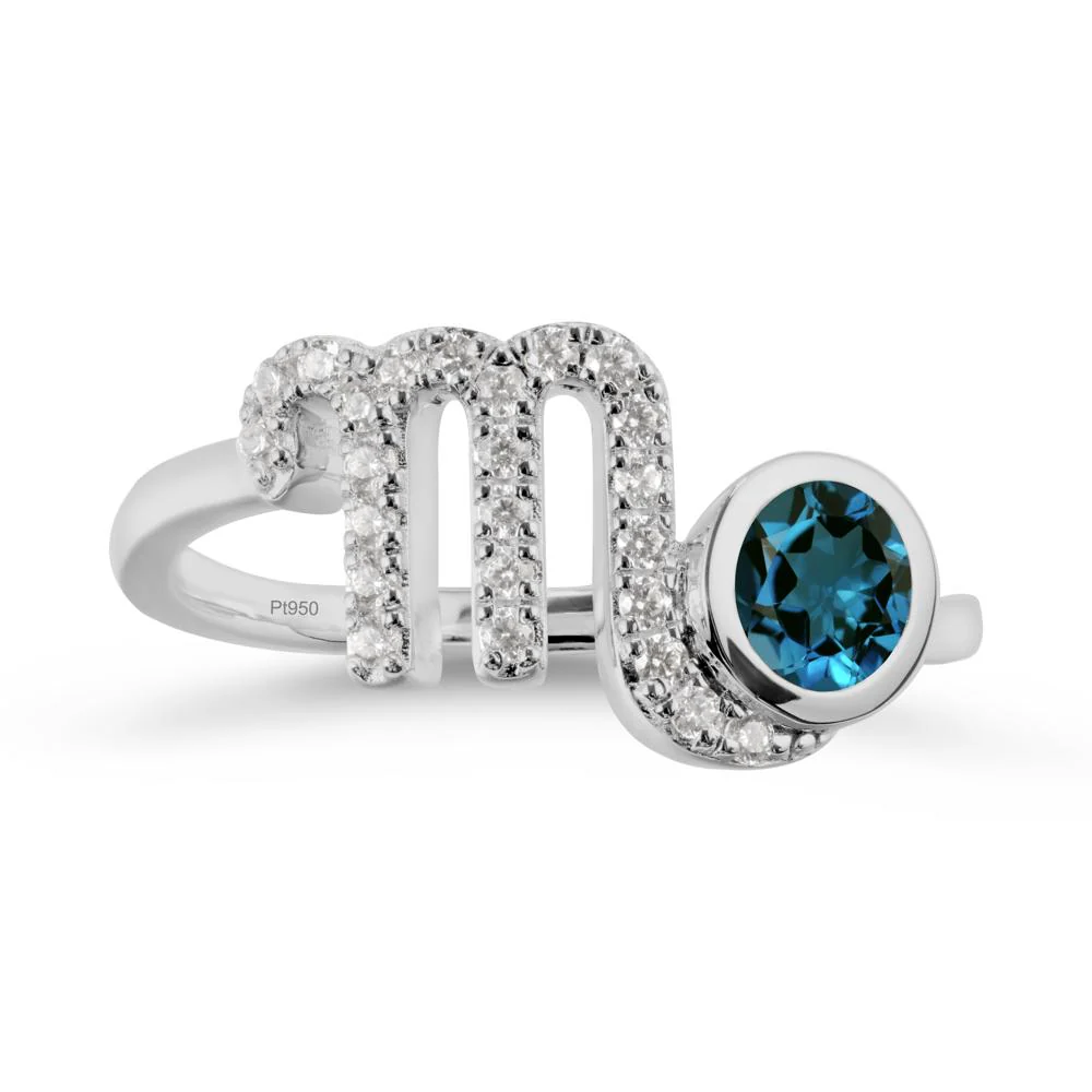 Round London Blue Topaz Wrap Around Scorpio Zodiac Ring - Image 8