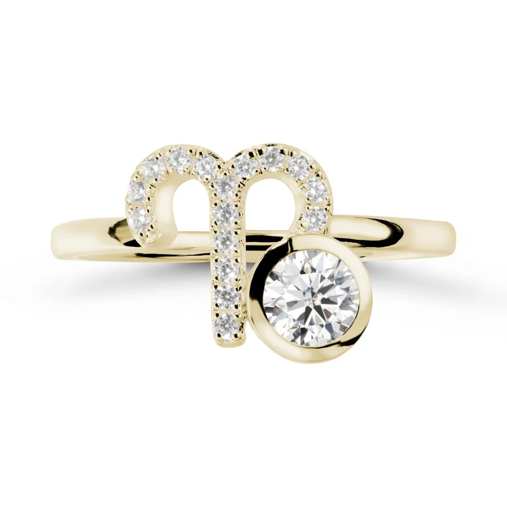 Round Moissanite Aries Zodiac Ring-Bold & Ambitious