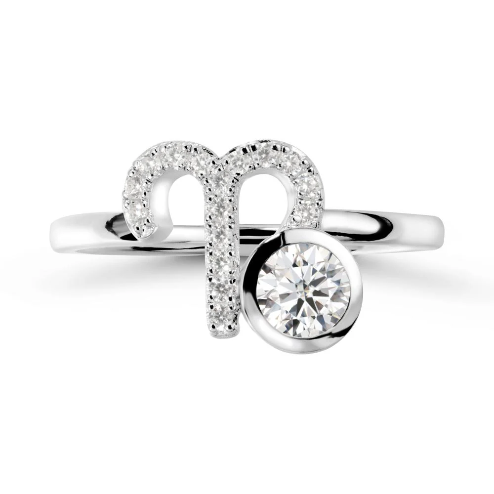 Round Moissanite Aries Zodiac Ring-Bold & Ambitious - Image 3