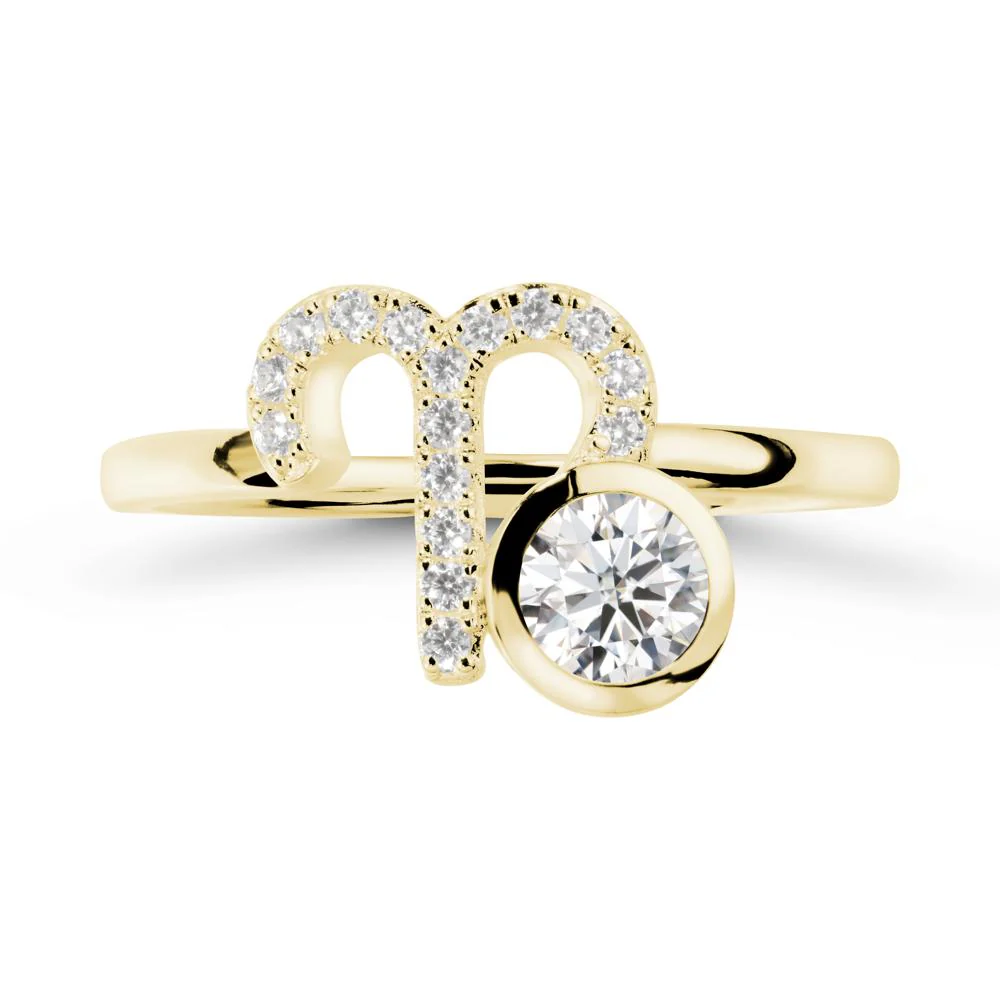 Round Moissanite Aries Zodiac Ring-Bold & Ambitious - Image 6