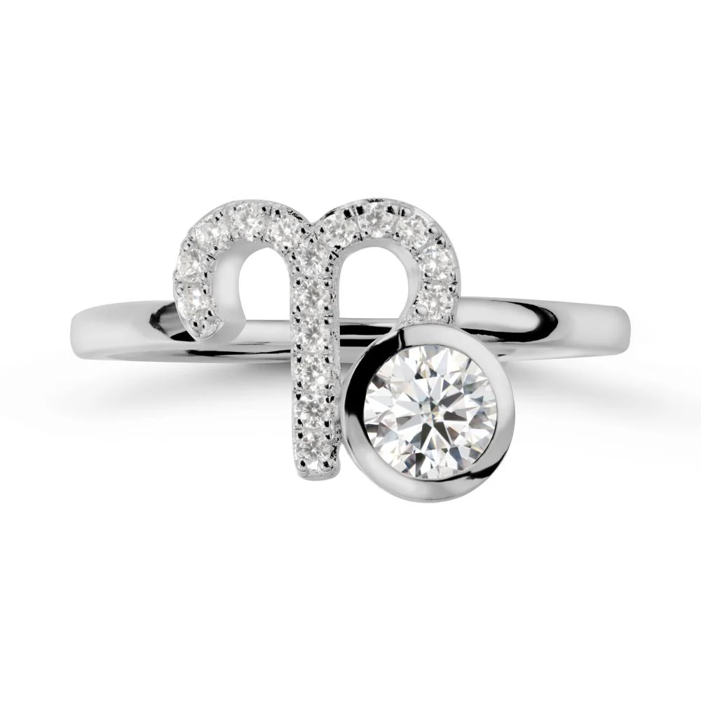 Round Moissanite Aries Zodiac Ring-Bold & Ambitious - Image 8
